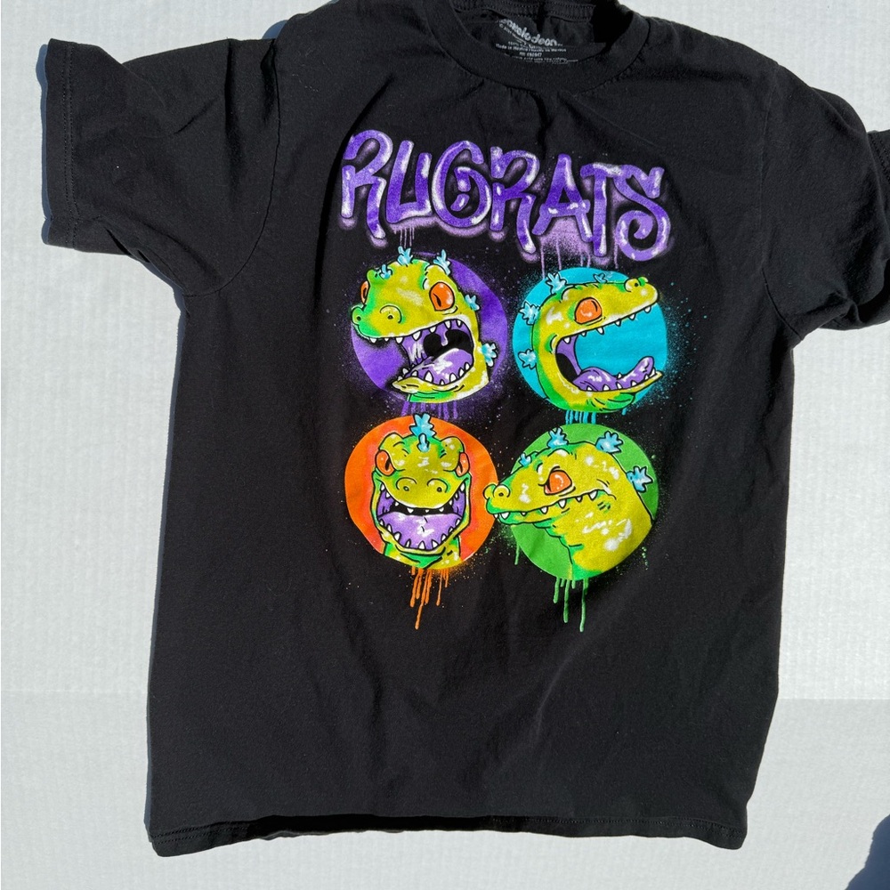 Nickelodeon Rugrats Black Tee with Colorful Characters